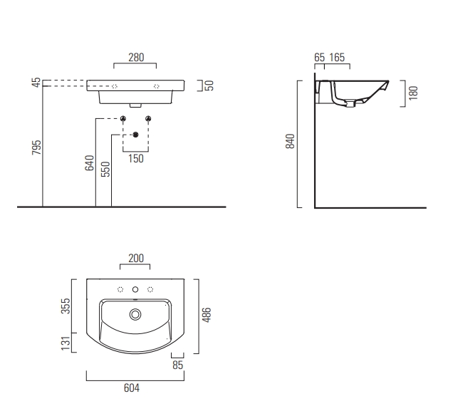 Раковины Раковина подвесная/встраиваемая 490x600 мм 
