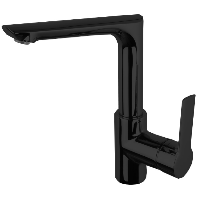 Смесители Смеситель для раковины, на 1 отверстие, с литьевым вращающимся изливом, цвет чёрный матовый 