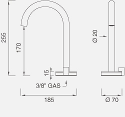 Смесители Настольный запорный клапан для холодной воды с краном. Высота 255 мм GIO45 