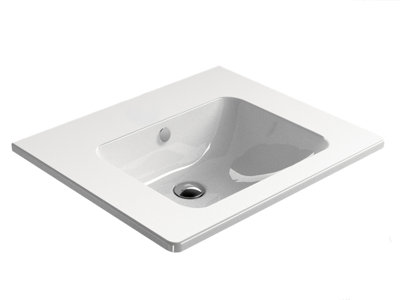 Раковины Раковина с переливом 60х50х19Н на 1 отверстие, установка навесная или встроенная, цвет белый 