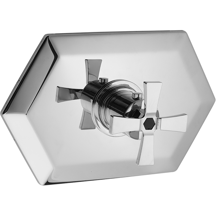 Смесители Внешняя часть встраиваемого термостатического смесителя для душа, цвет хром/черный 