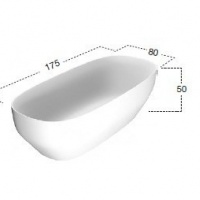 Ванны Ванна отдельностоящая 175х80х50см, с нажимным донным клапаном, цвет: белый 