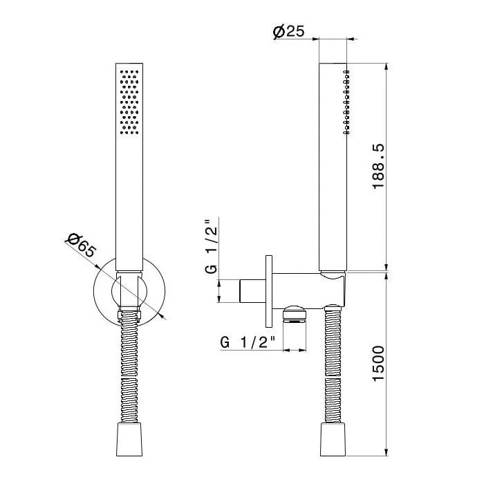 Душевая программа Ручной душ с держателем для лейки, шлангом и выходом для подачи воды, брашированная медь, pvd 