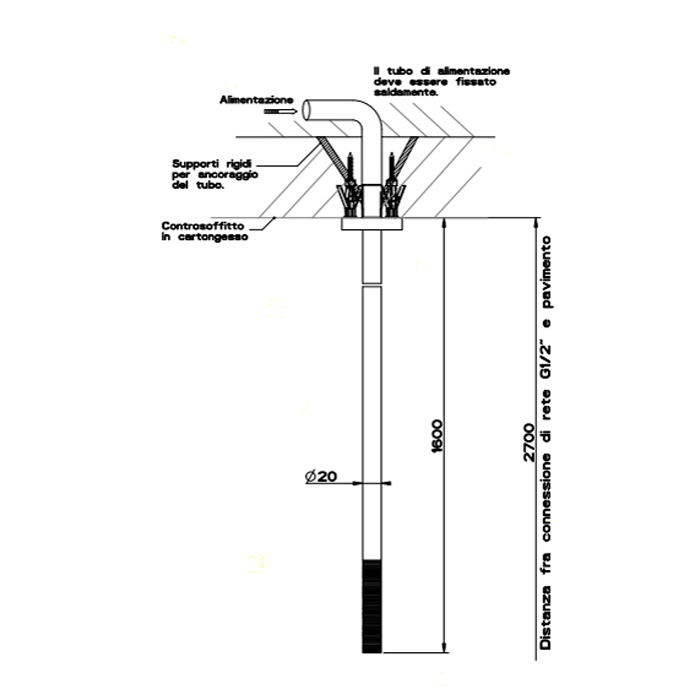 Комплектующие Излив потолочный для удаленного управления, цвет: шлифованная сталь 