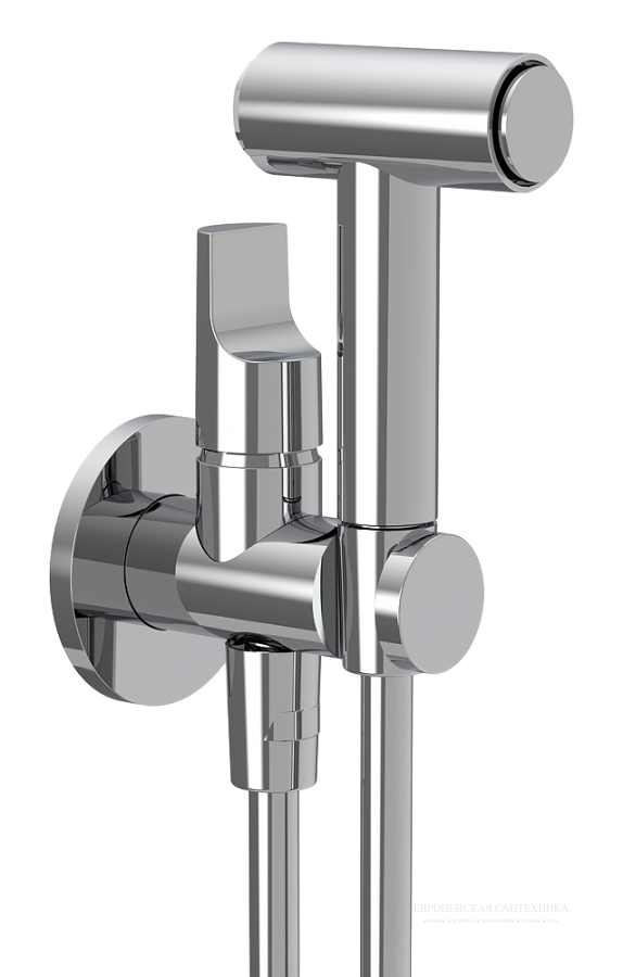 Душ гигиенический Carlo Frattini: умный смеситель, встроенный держатель, лейка - душ/гидроёршик, шланг 1200 мм, внешняя часть, цвет хром