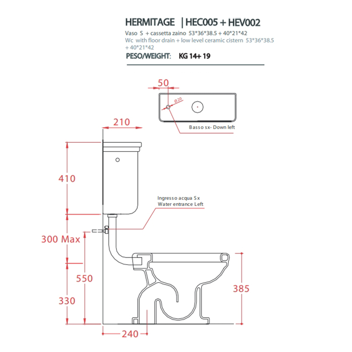 Бачки  для унитазов Бачок низкий для унитаза приставного, цвет белый 