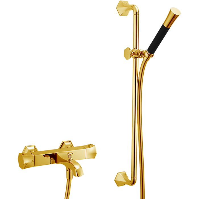 Смесители Термостатический смеситель для ванны, с душевым комплектом, цвет золото 
