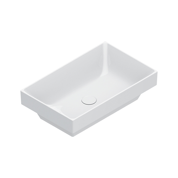 Раковины Раковина 60x37 встраиваемая, без отверстий под смеситель, покрытие Cataglaze+, цвет белый глянцевый 