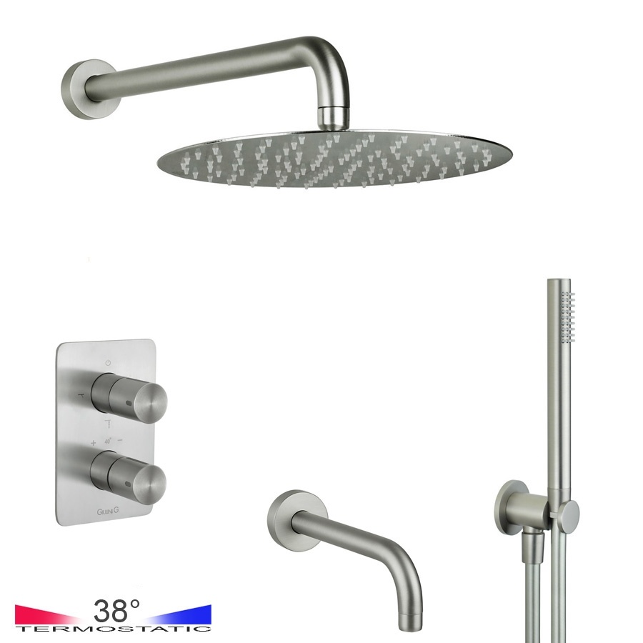 Душевая программа Душевая система с функцией наполнения ванны - комплект с термостатом, никель матовый 