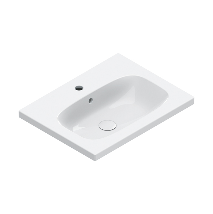 Раковины Раковина 60x46, с 1 отверстием под смеситель, покрытие Cataglaze+, цвет белый глянцевый 