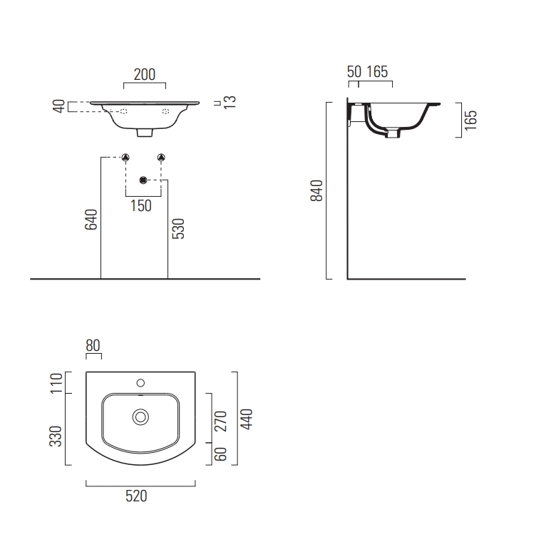 Раковины Раковина накладная/подевсная 440x520 мм 