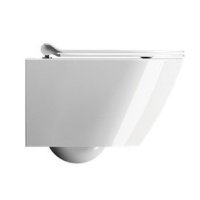 Унитазы Унитаз подвесной безободковый (белый глянцевый) 