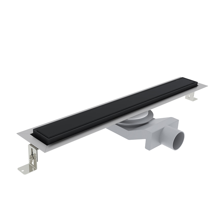 Душевые лотки и трапы Трап душевой PS IN-TILE 6x90 накладка из нержавеющей стали, комбинированный затвор с горизонтальным выпуском 50 мм, 40 л/мин, черный матовый 