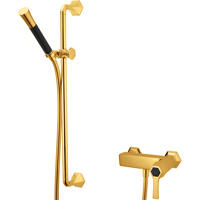 Смесители Смеситель для душа однорычажный, с душевым комплектом, цвет золото/черный 