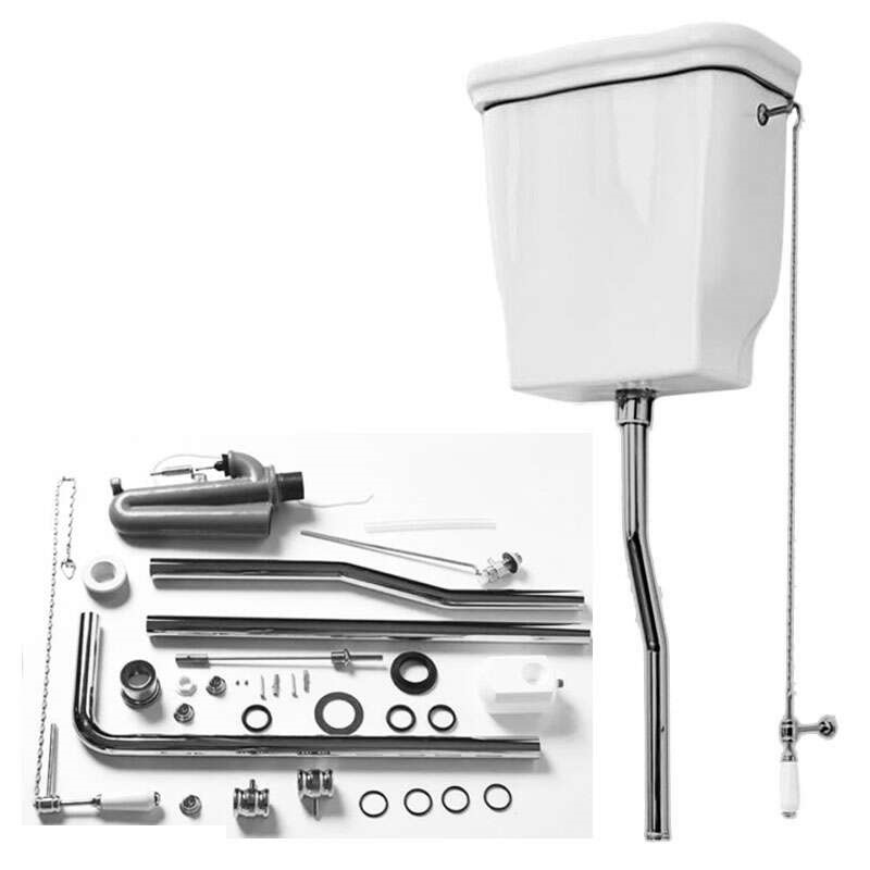 Механизм слива с высокой трубой в комплекте для высокого бачка, цвет хром