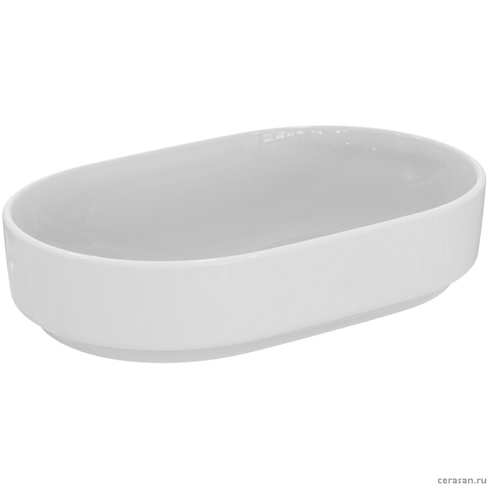 Раковина овальная 60х38 см, без отверстия под смеситель, без перелива, цвет белый глянец