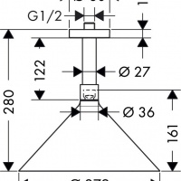 Душевая программа Верхний душ 240 2 jet с потолочным подсоединением, цвет хром 
