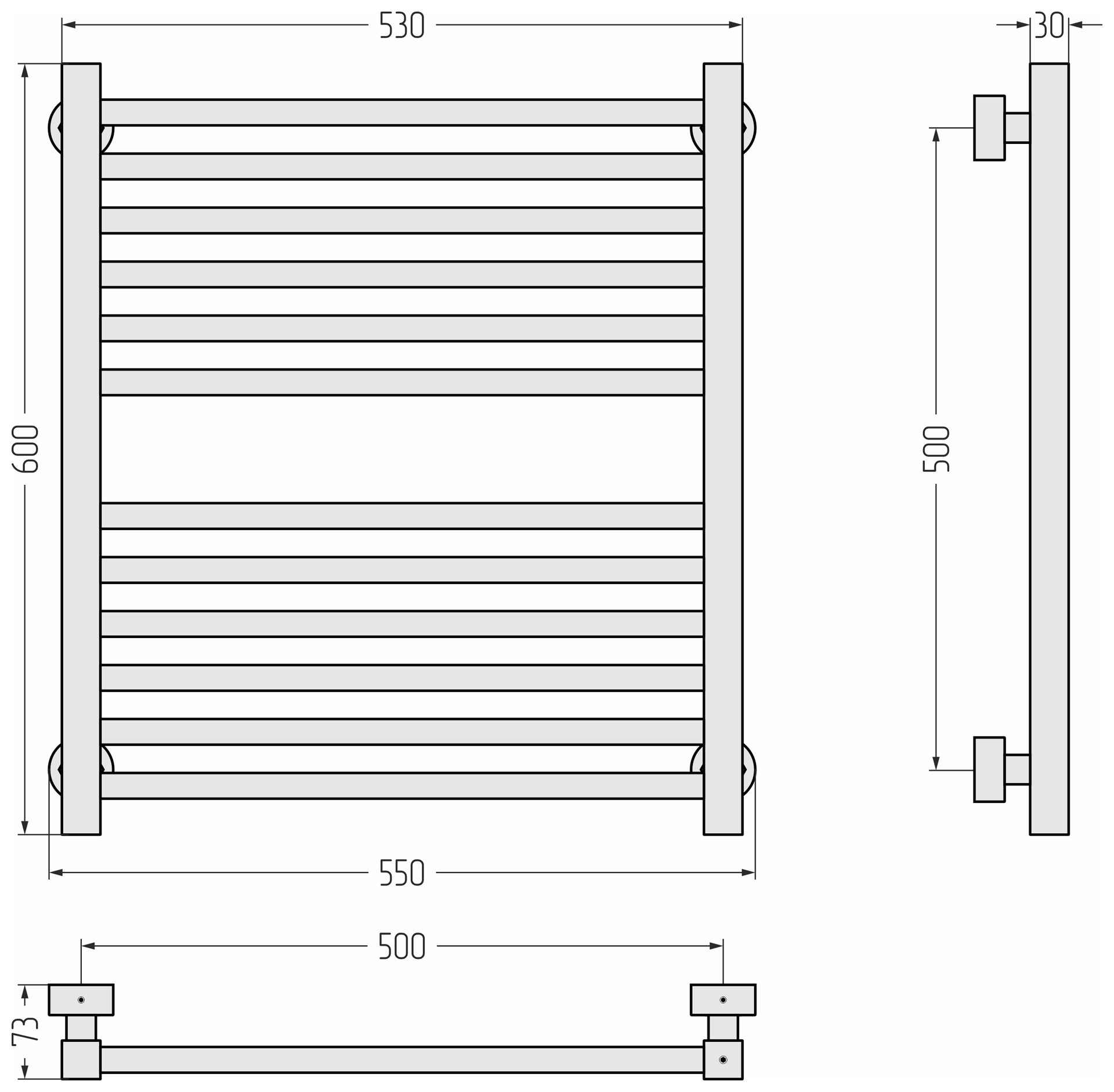 Полотенцесушители Полотенцесушитель 600х500 (Тёмный титан муар) 
