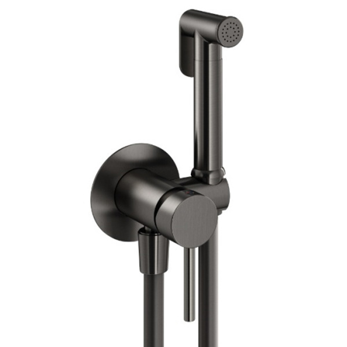 Смесители Комплект гигиенического душа со смесителем, душ и держатель из металла, шланг PVC 1250 мм, оружейная сталь 