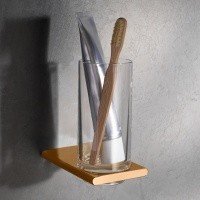 Аксессуары для ванной Стакан для зубных щёток подвесной (бронза шлифованная) 