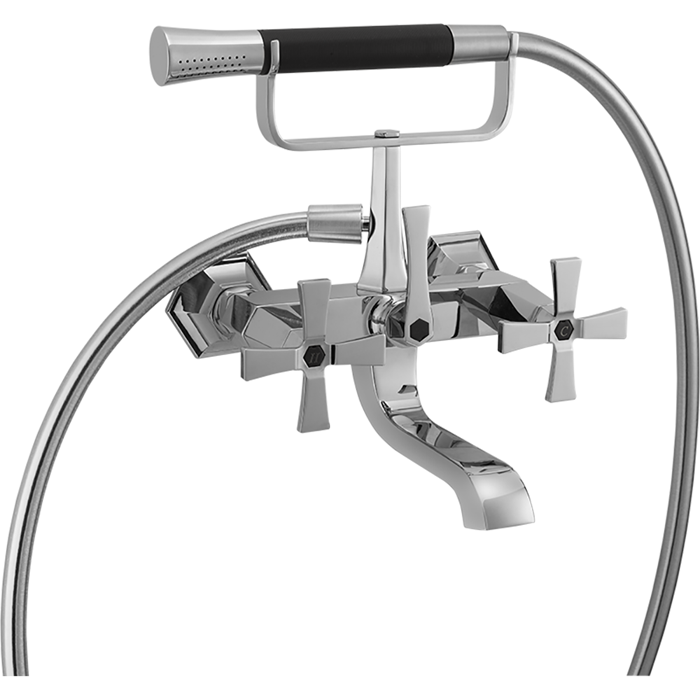 Смесители  Cherie Смеситель для ванны двухвентильный, с душевым комплектом, цвет хром/черный 