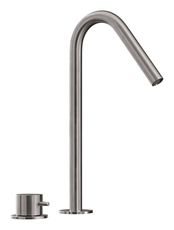 Смесители Смеситель для раковины Gradi, прогрессивный, на 2 отверстия, поворотный излив, сталь, цвет Black Diamond сатинированный 