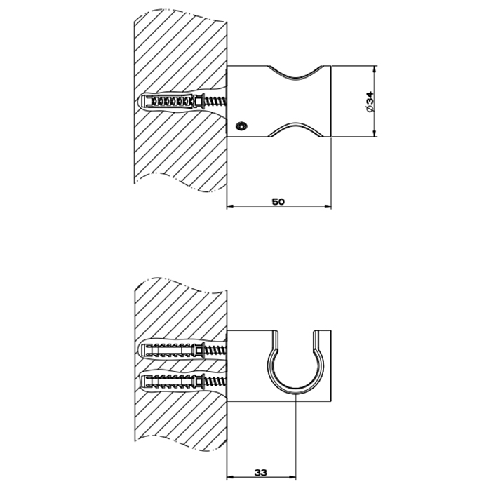 Комплектующие Держатель неподвижный для душевой лейки, цвет: brushed black metal pvd 