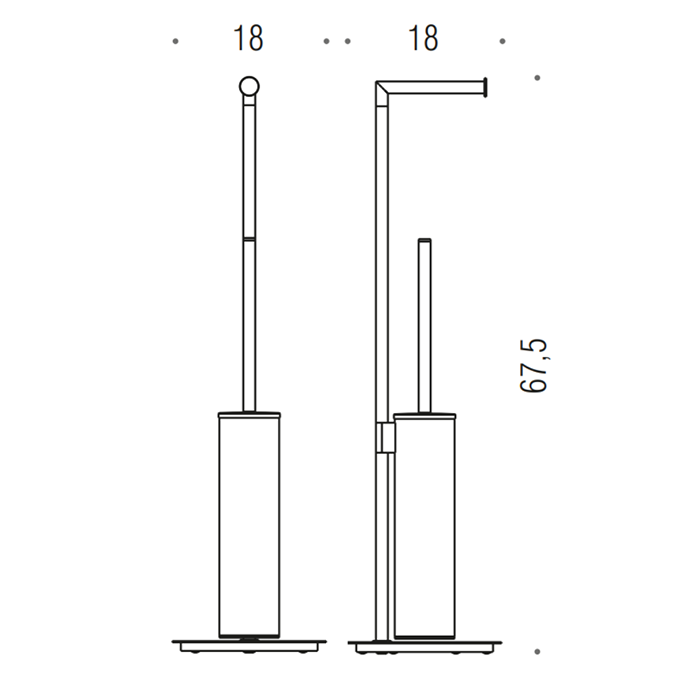 Аксессуары для ванной Стойка напольная с держателем туалетной бумаги, ерш H61,5cм D18cм, цвет хром 