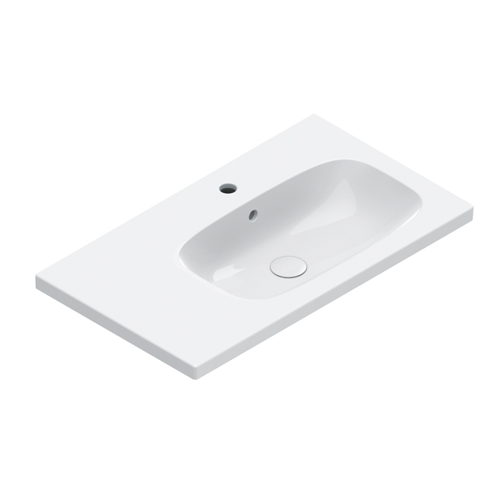 Раковины Раковина 80x46 чаша справа, с 1 отверстием под смеситель, покрытие Cataglaze+, цвет белый глянцевый 