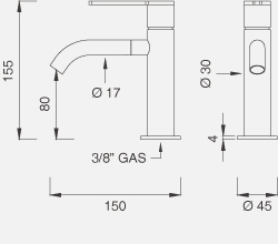 Смесители Настольный запорный клапан для холодной воды с вращающимся краном для сильного потока. Высота 155 мм INV03 