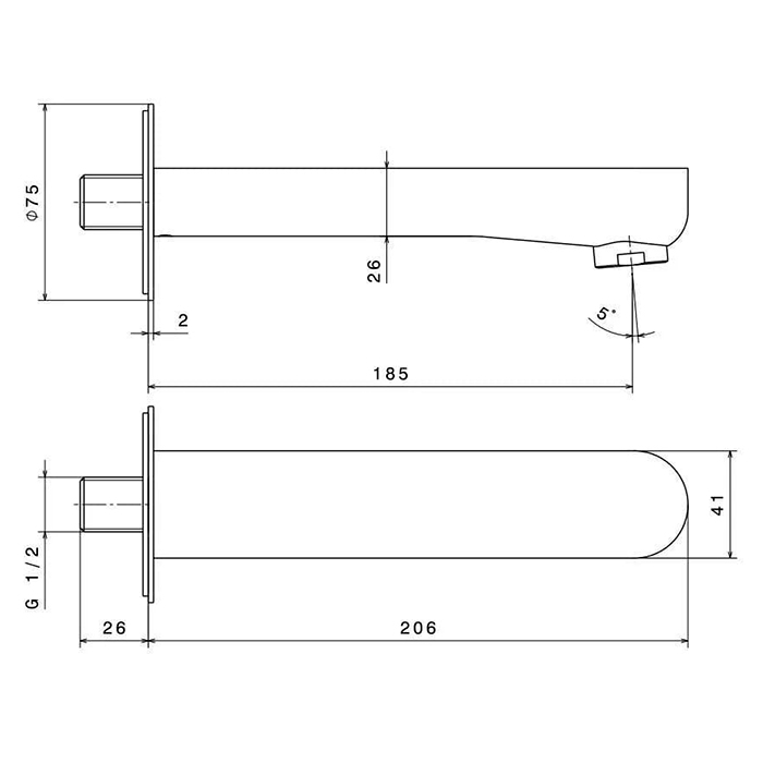 Комплектующие Настенный излив, золотой атласный 
