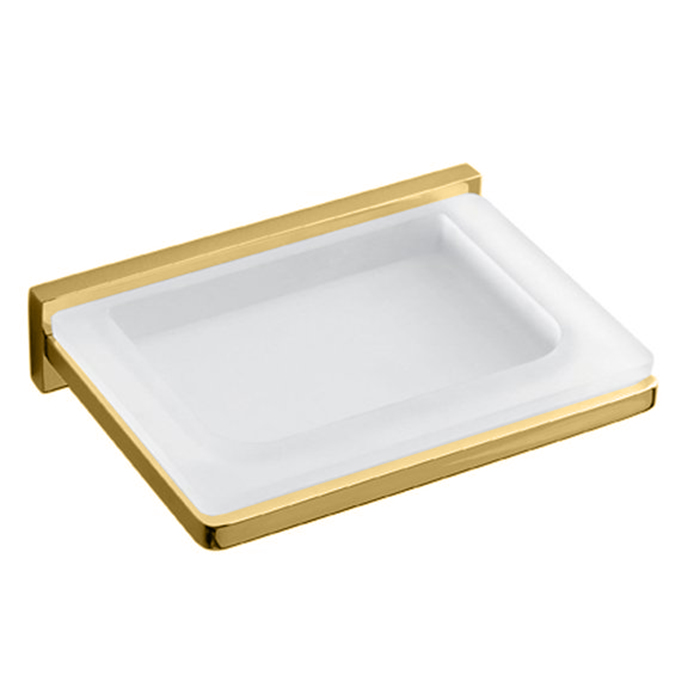 Мыльница подвесная, цвет PVD золото матовое/матовое стекло