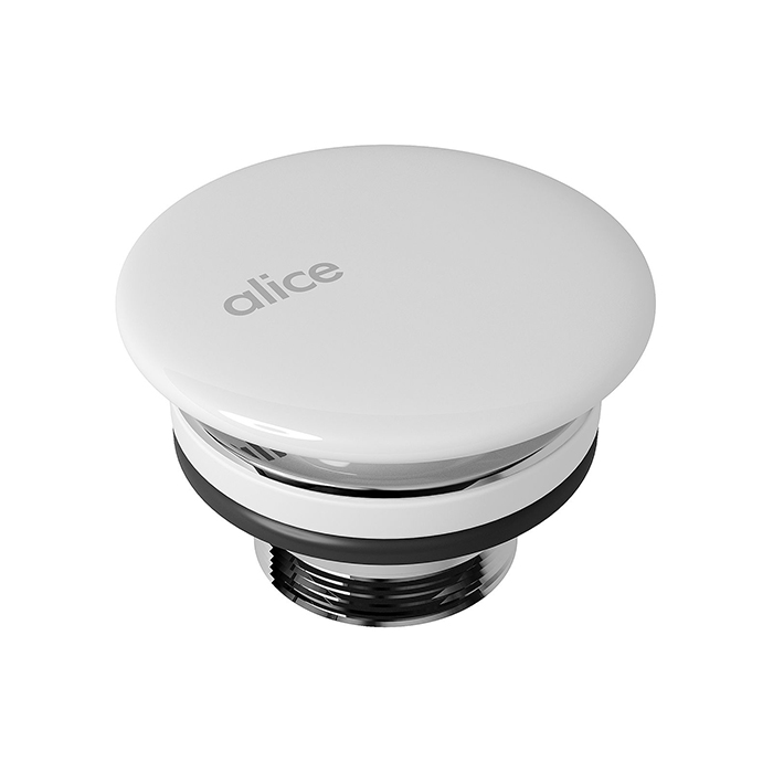 Комплектующие Донный клапан для раковин, керамический, неперекрываемый, белый глянцевый 