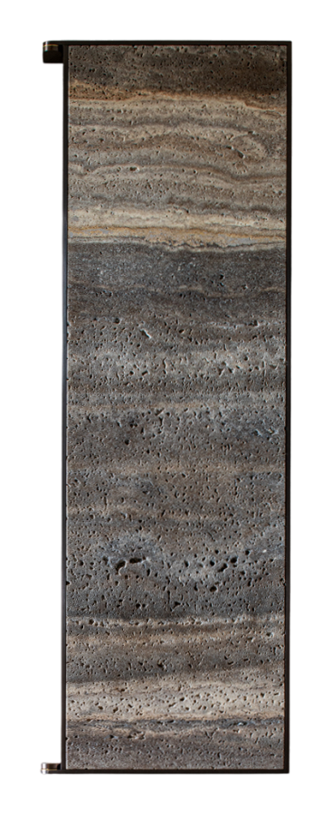 Зеркало Sixty, настенное, H. 900 мм, с откидным открыванием, мрамор/сталь, цвет Travertine Titanium Marble/ Back Ivory сатинированный