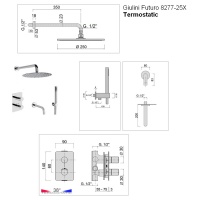 Душевая программа Душевая система с функцией наполнения ванны - комплект с термостатом, золото 
