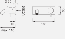 Смесители Настенный смеситель с краном. Длина макс. 110 мм MIL08 