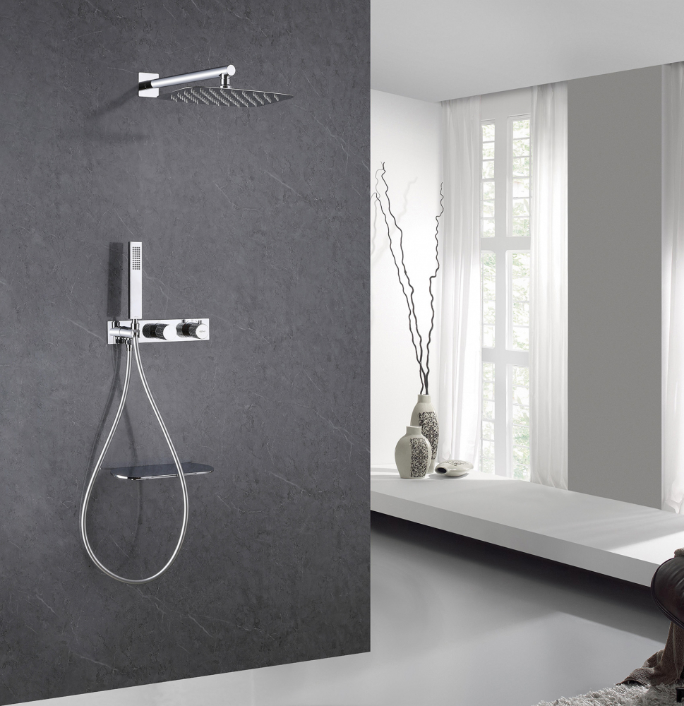 Душевая программа Душевая система скрытого монтажа с изливом, термостат, хром 