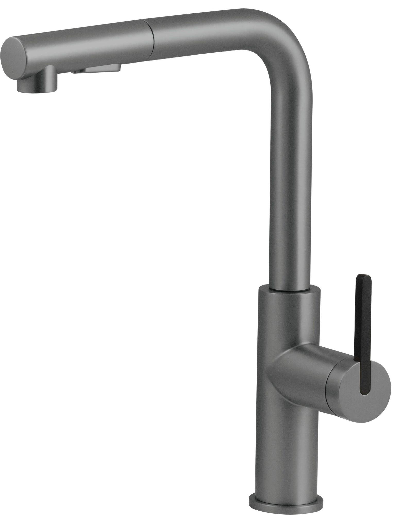 Смесители Смеситель для кухни с выдвижным Г-изливом (титан) 