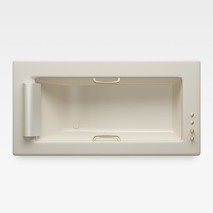 Island Встраиваемая ванна 214.5х110см термостат руч. душ, Hide-Flow, ручки, мягкий подголовник, цвет: greige