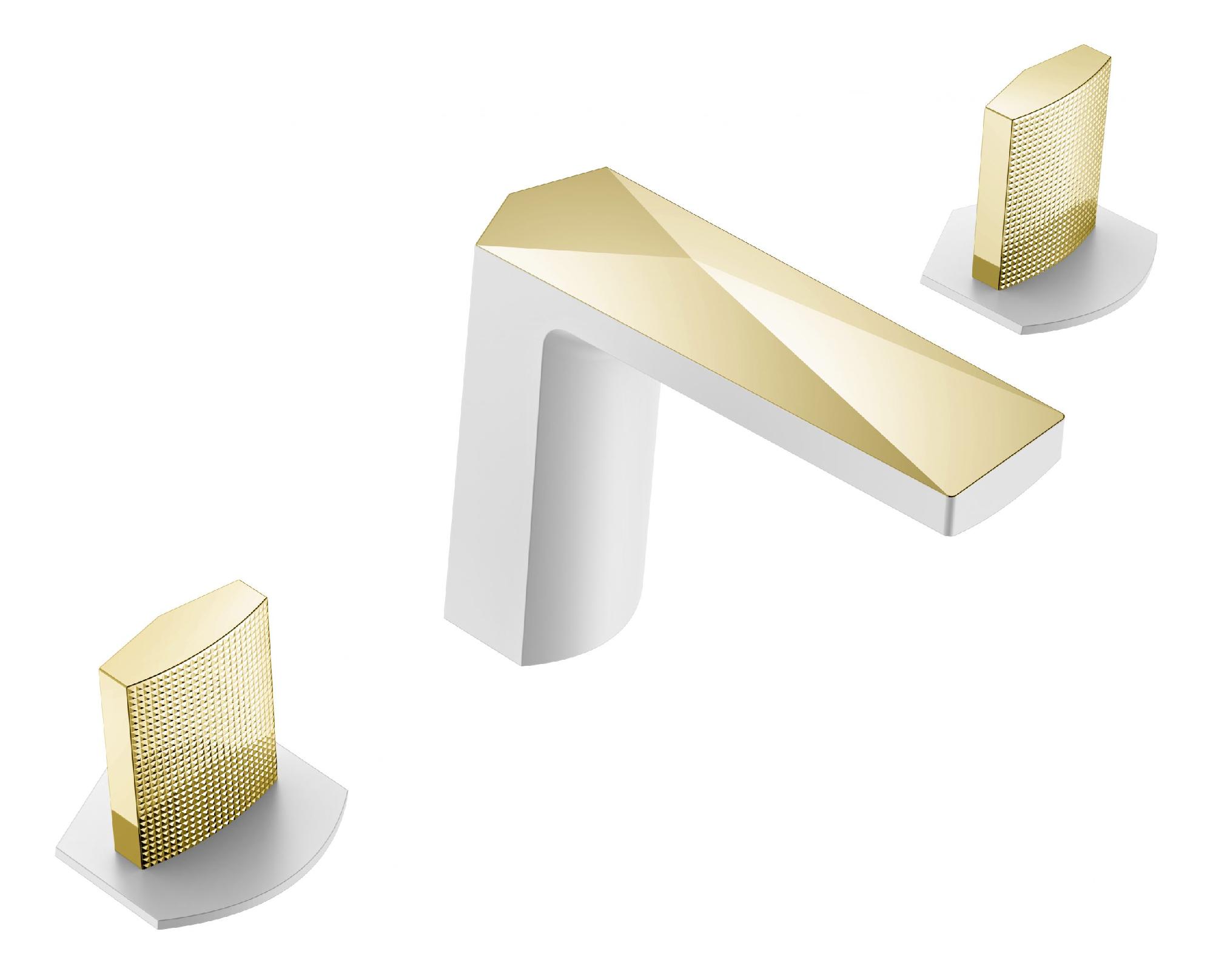 Смесители Смеситель врезной на 3 отверстия. белый-золото, ручка TOUCH 