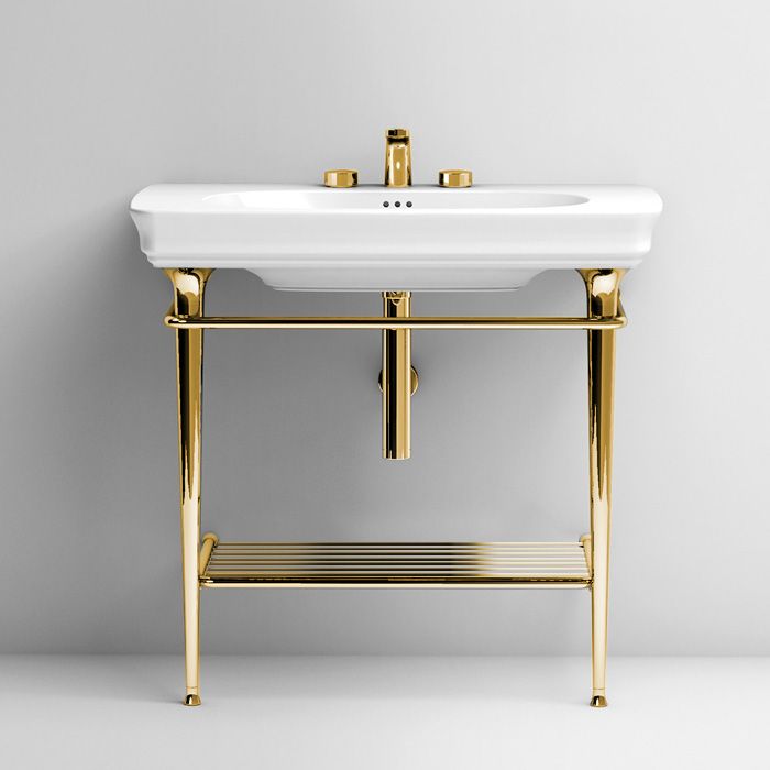 Мебель для ванной Металическая структура Quadra 70х40хh80,5см для раковины 90, полка сетка, цвет золото 