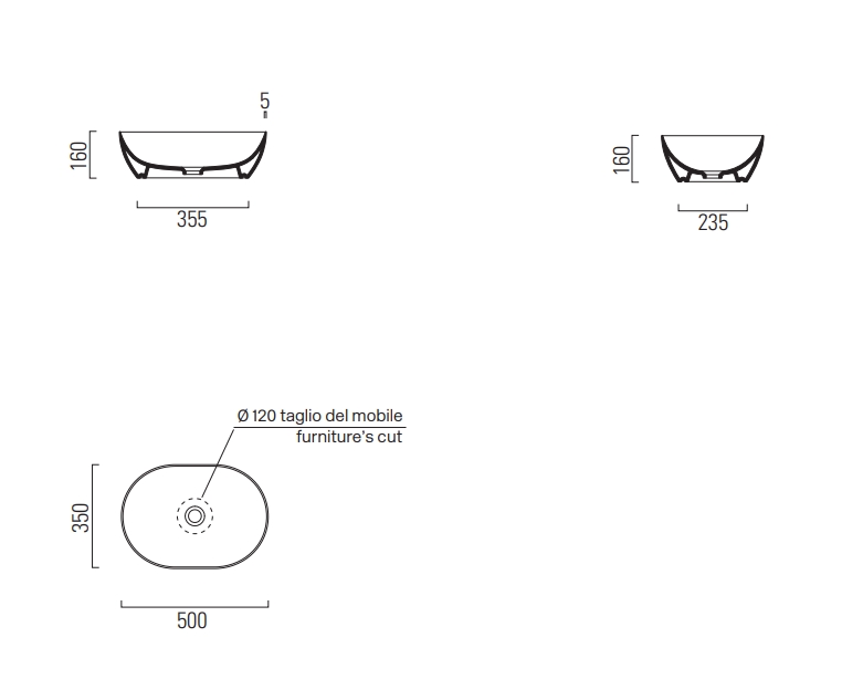 Раковины Раковина-чаша накладная 350x500 мм 