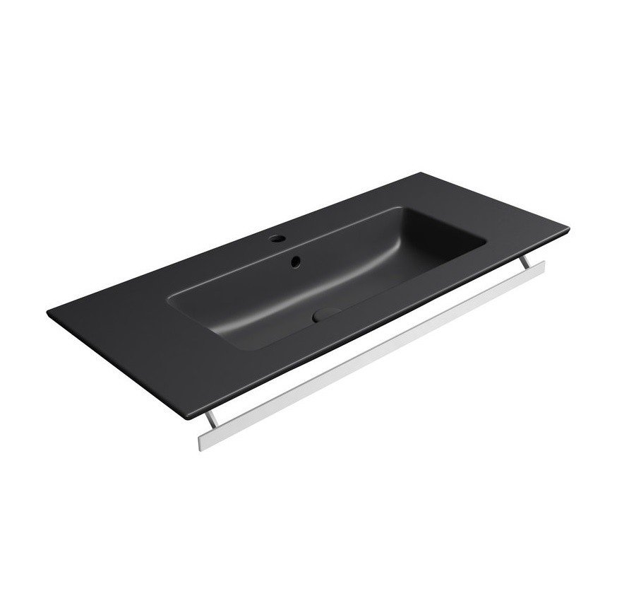 Раковина подвесная 102*46 см (чёрный матовый)