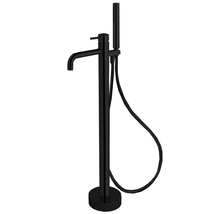 Смесители Смеситель для ванны, напольный, с ручным душем, цвет чёрный матовый 