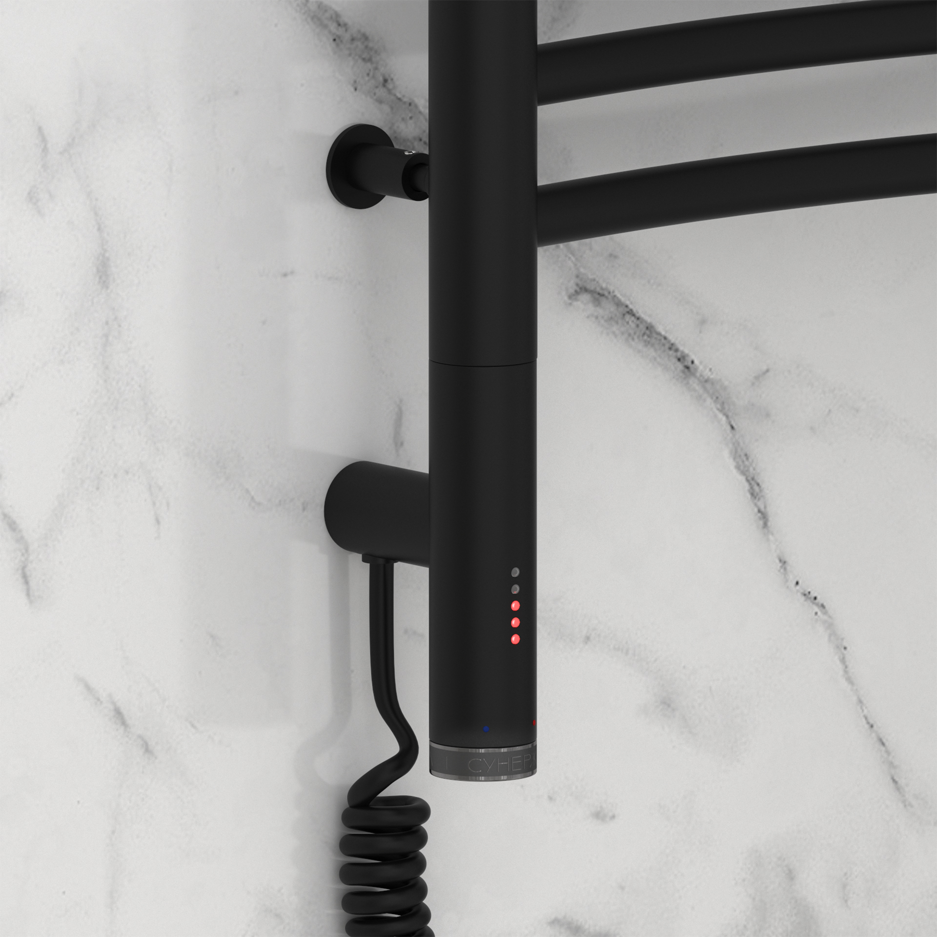 Полотенцесушители Полотенцесушитель электрический 600х500 МЭМ левый (Матовый чёрный) 