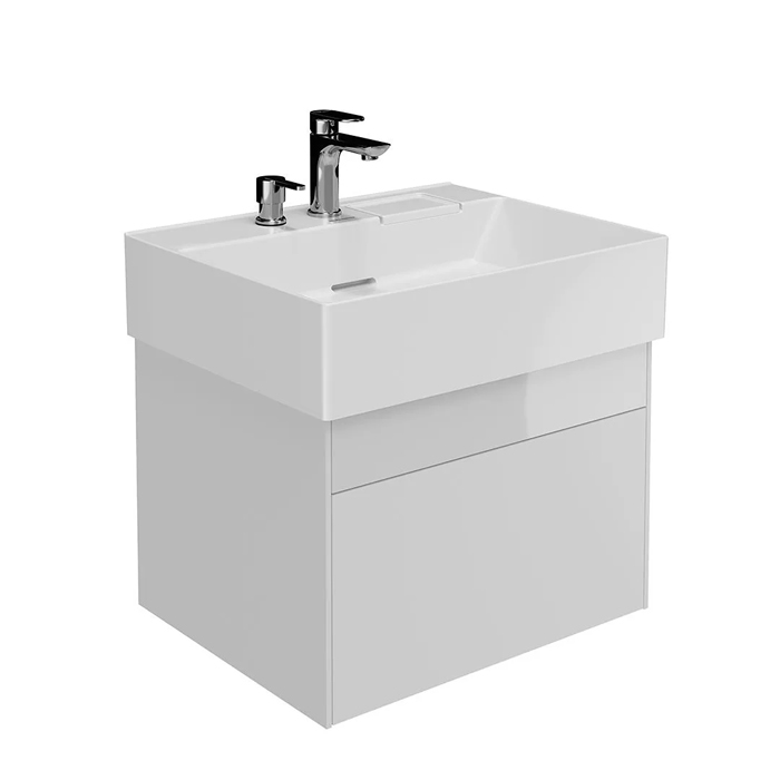 Мебель для ванной Тумба подвесная 2 ящика 60 см, белоснежный 