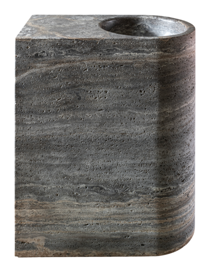 Раковина Sixty, напольная, H. 870 мм, моноблочная, мрамор, цвет Travertine Titanium Marble