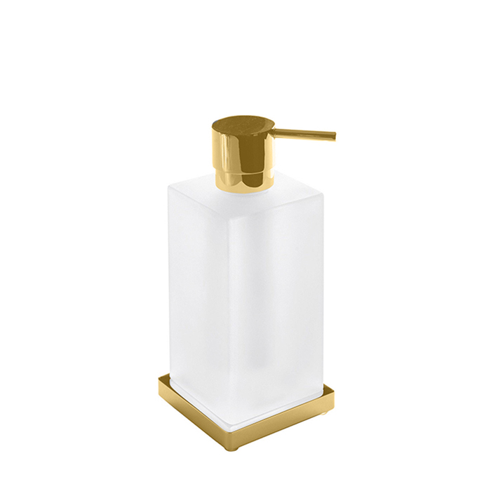 Дозатор для жидкого мыла настольный, цвет PVD золото матовое/матовое стекло