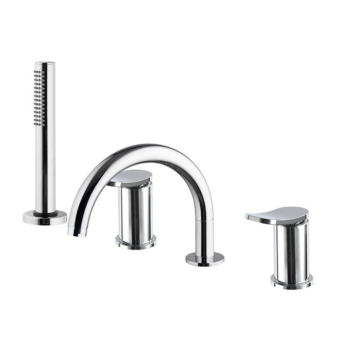 Смесители Смеситель на борт ванны, на 4 отверстия, с ручным душем, цвет хром 