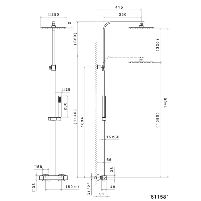 Душевая программа Душевая колонна с термостатическим смесителем, цвет хром 